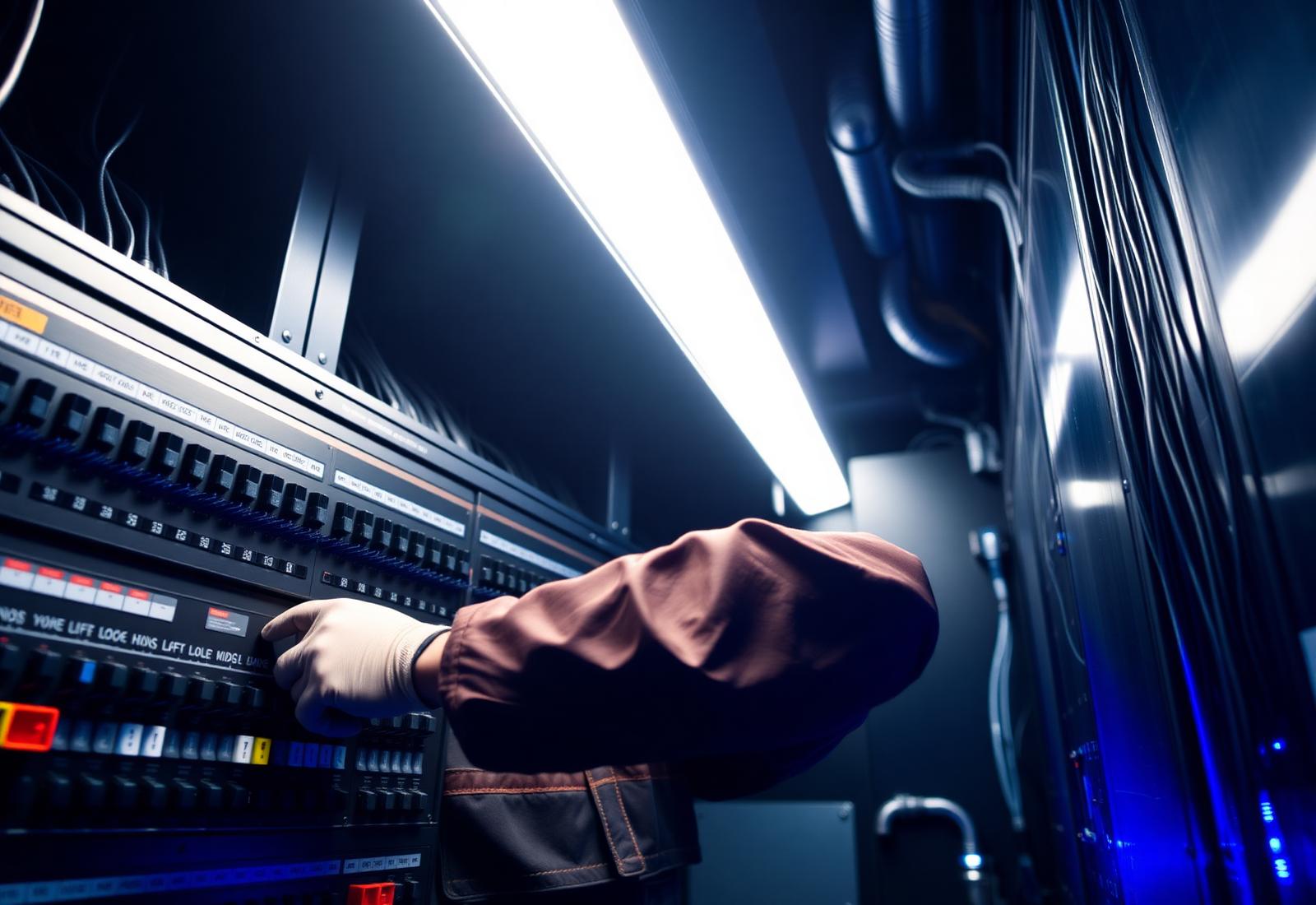 Licensed electrician working on a switchboard